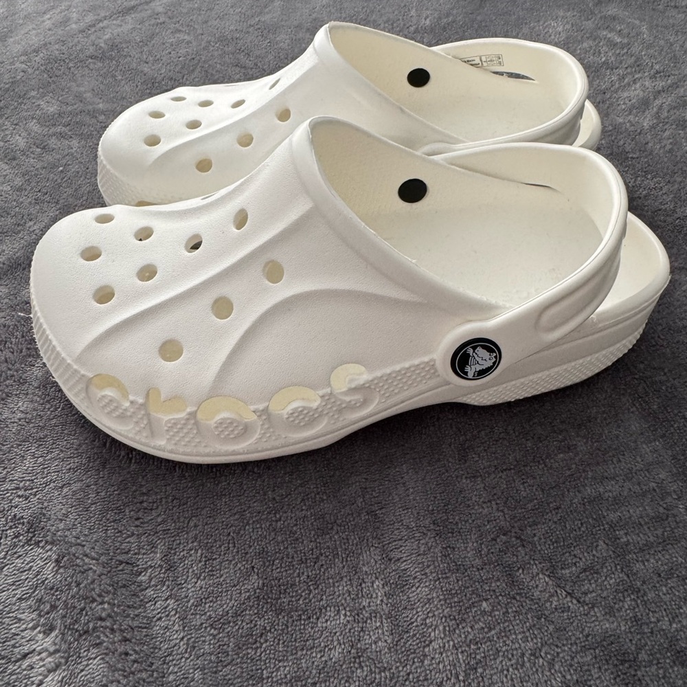 NWOT! CROCS White Slippers with Signature Perforated Design